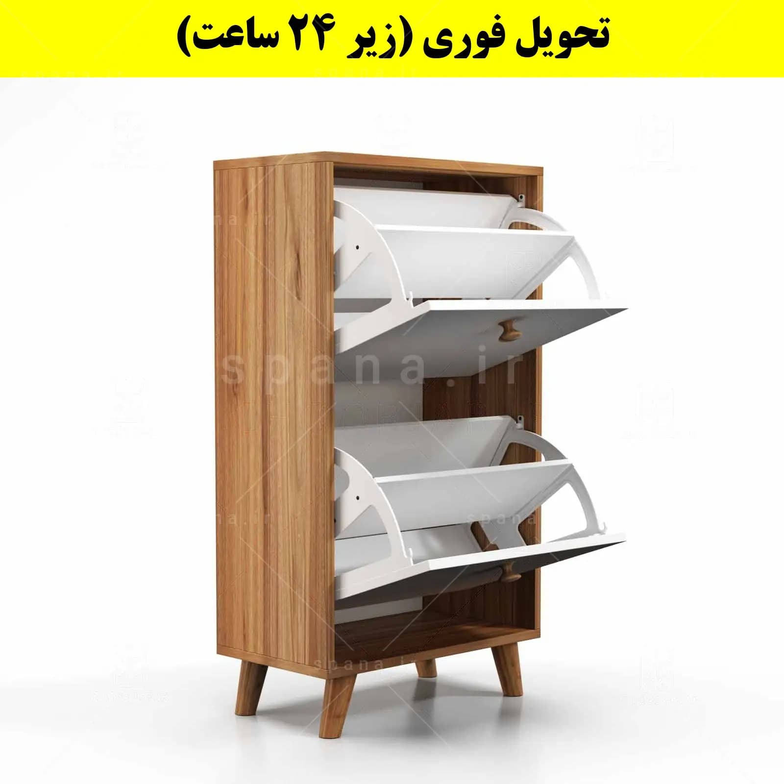 جاکفشی داشبوردی دو درب دستگیره چوبی – طول 50 (تحویل فوری) — تصویر ۵