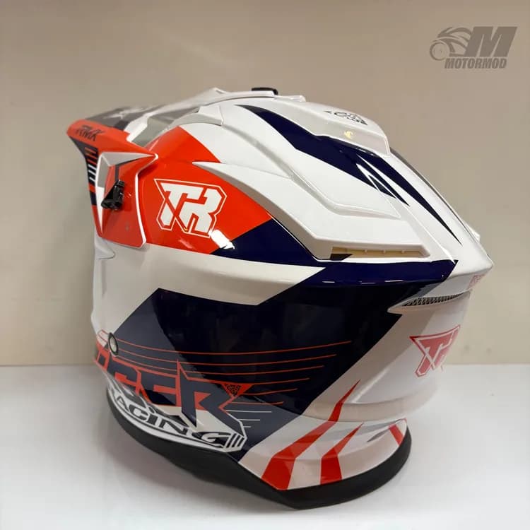 کلاه موتورسیکلت کراسی تایگر مدل Tiger XR Racing سفید قرمز سورمه ای — تصویر ۸