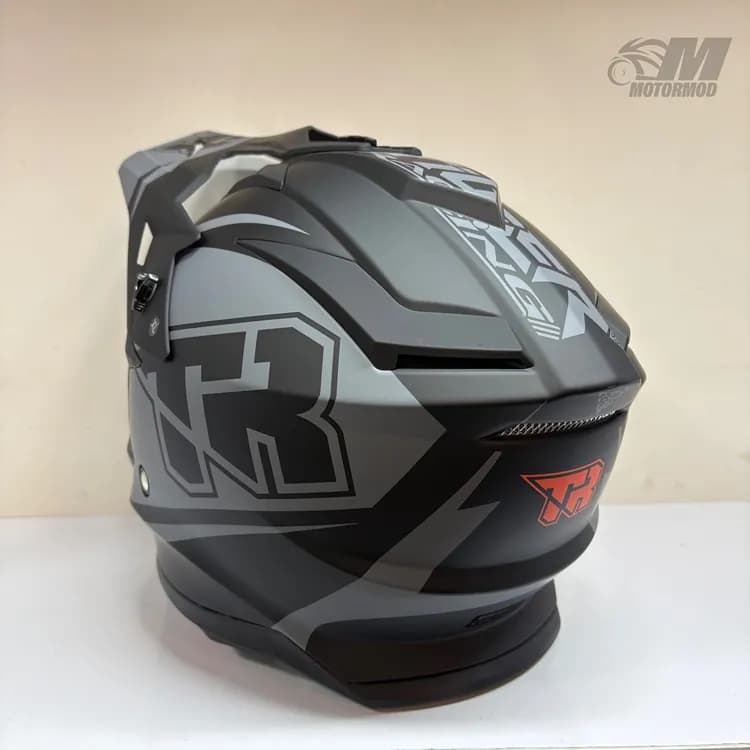 کلاه موتورسیکلت کراسی تایگر مدل Tiger XR Racing مشکی طوسی — تصویر ۸
