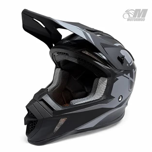 کلاه موتورسیکلت کراسی تایگر مدل Tiger XR Racing مشکی طوسی