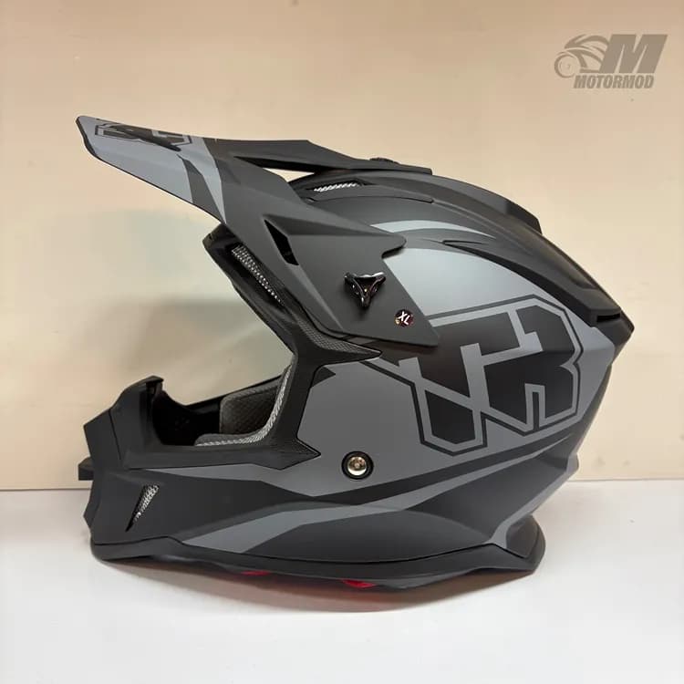 کلاه موتورسیکلت کراسی تایگر مدل Tiger XR Racing مشکی طوسی — تصویر ۳