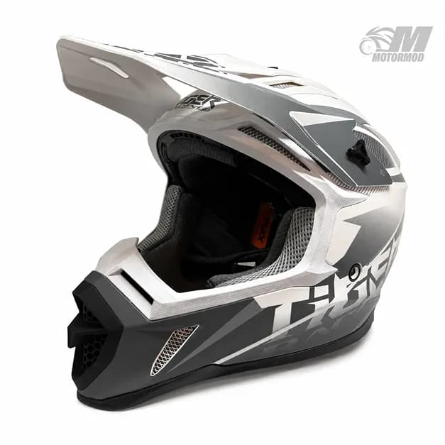 کلاه موتورسیکلت کراسی تایگر مدل Tiger XR Racing سفید طوسی