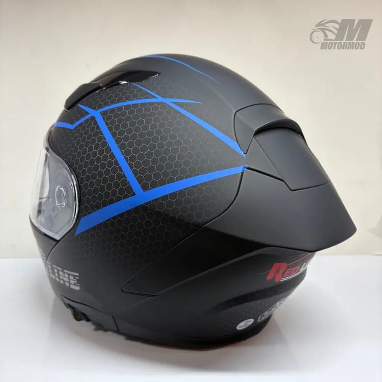 کلاه کاسکت فک متحرک Redline 960 | مشکی آبی — تصویر ۸