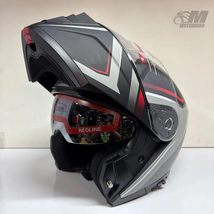 کلاه کاسکت فک متحرک Redline 960 | مشکی قرمز — تصویر ۷