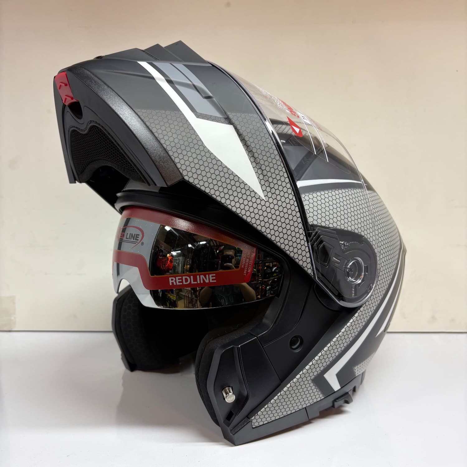 کلاه کاسکت فک متحرک Redline 960 | مشکی طوسی — تصویر ۷