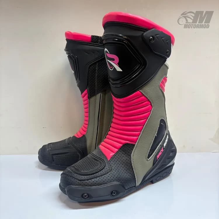 بوت ریسی موتورسواری Race Rider دخترانه صورتی | بوت حرفه‌ای موتورسواری بانوان — تصویر ۵