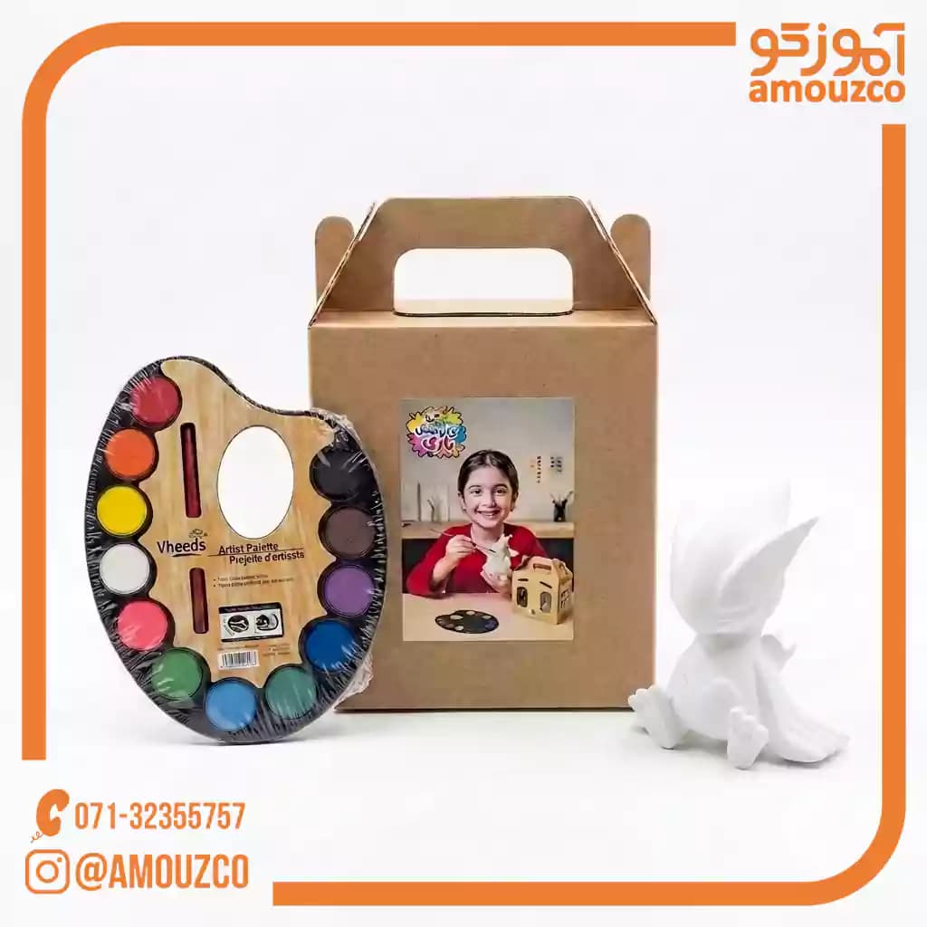 جعبه آبرنگ 12 رنگ + مجسمه طرح (1)