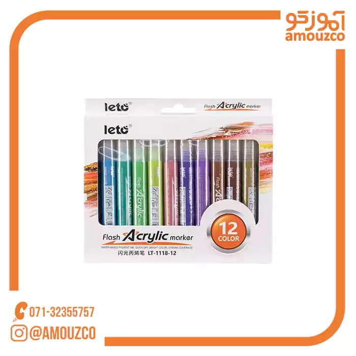 ماژیک اکریلیک 12 رنگ Leto — تصویر ۲
