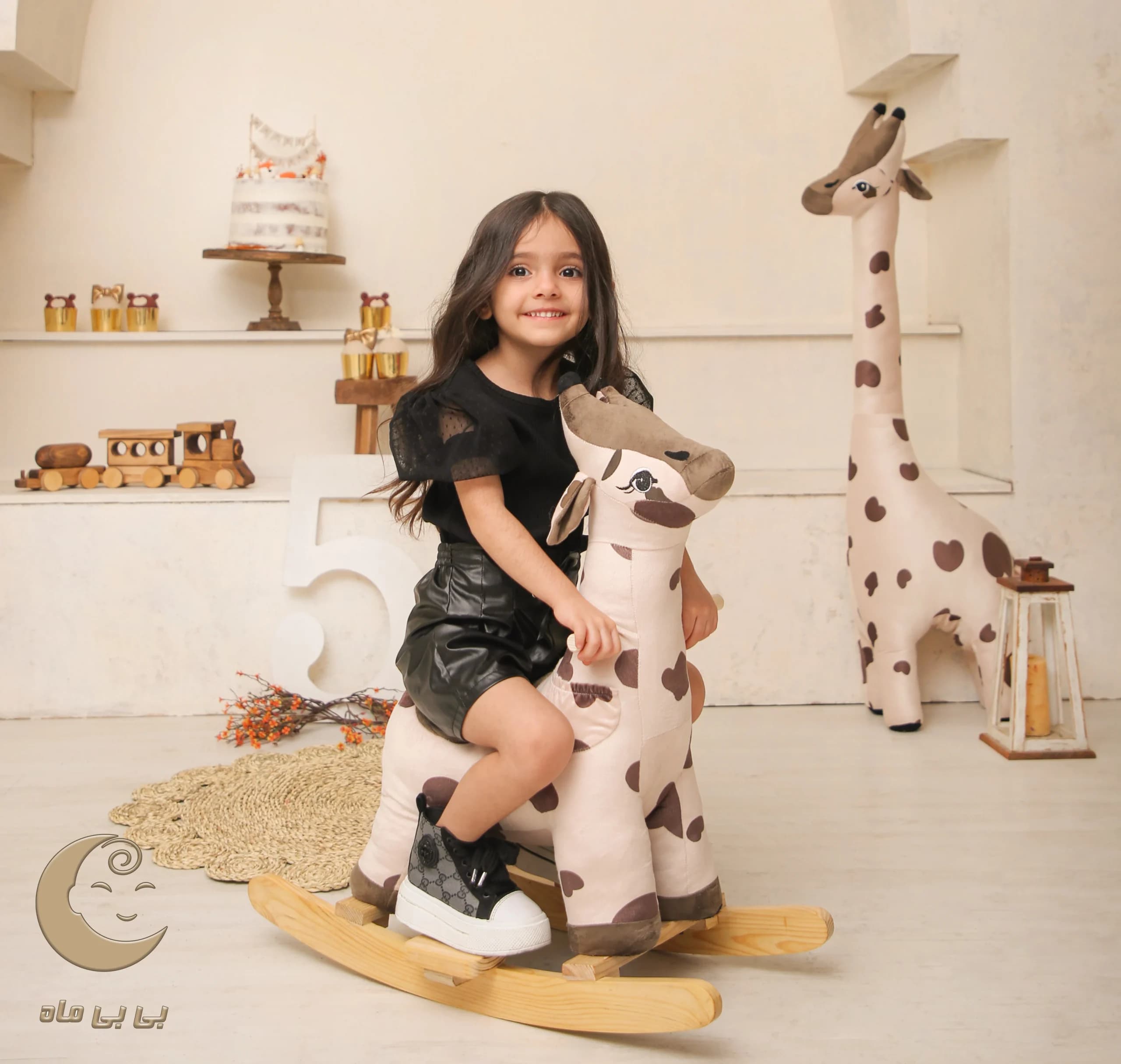راکر ایستاده کودک زرافه رنگ کرم — تصویر ۶