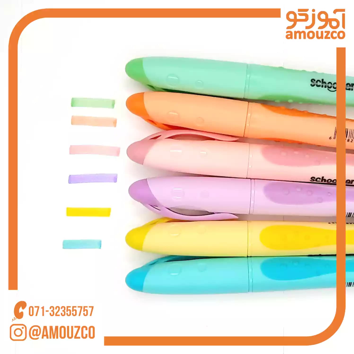 ماژیک هایلایتر پاستلی قلمی اسکول فنس مدل 925002 — تصویر ۲