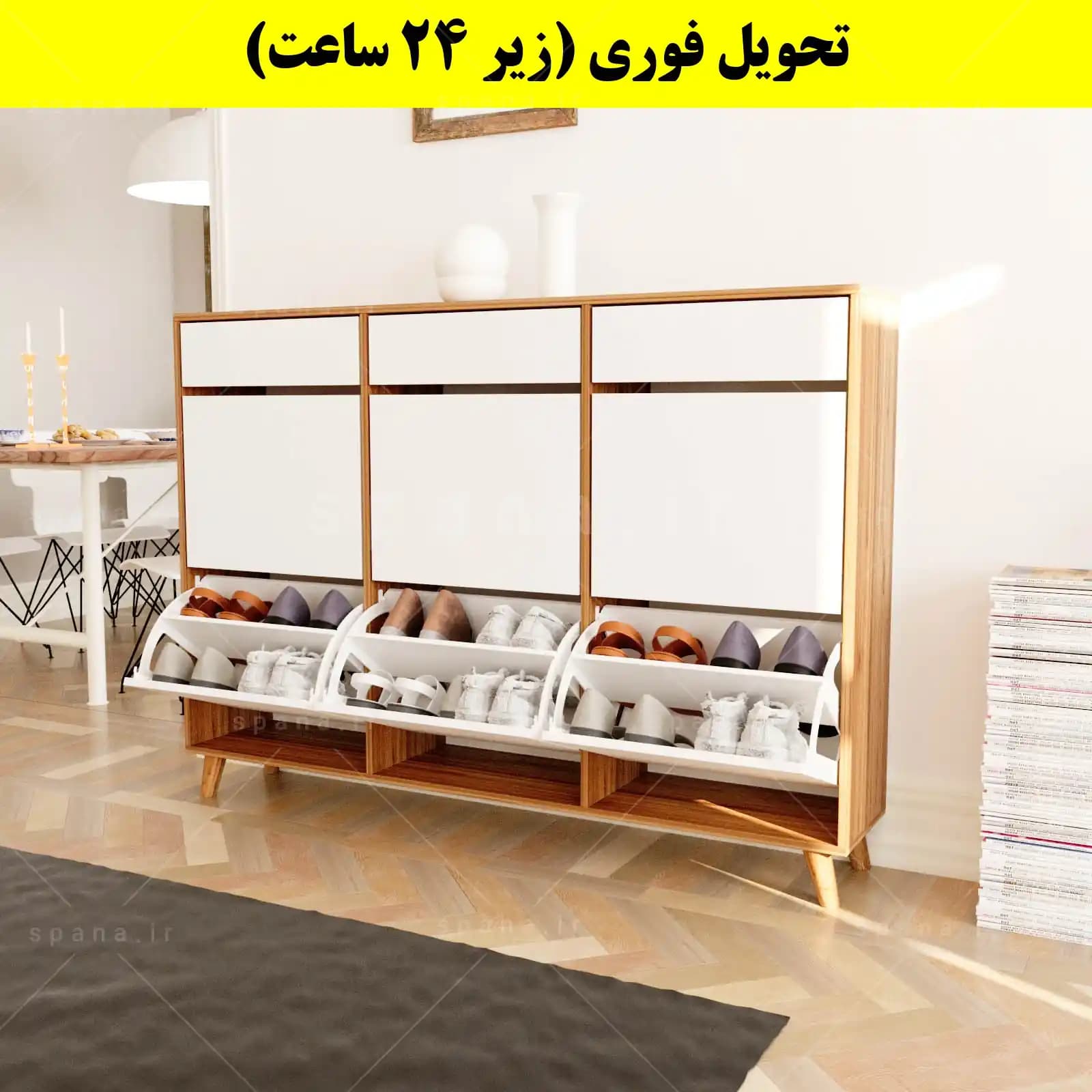 جاکفشی داشبوردی شش درب کشودار طرح ایکیا – طول 150 (تحویل فوری) — تصویر ۱۰