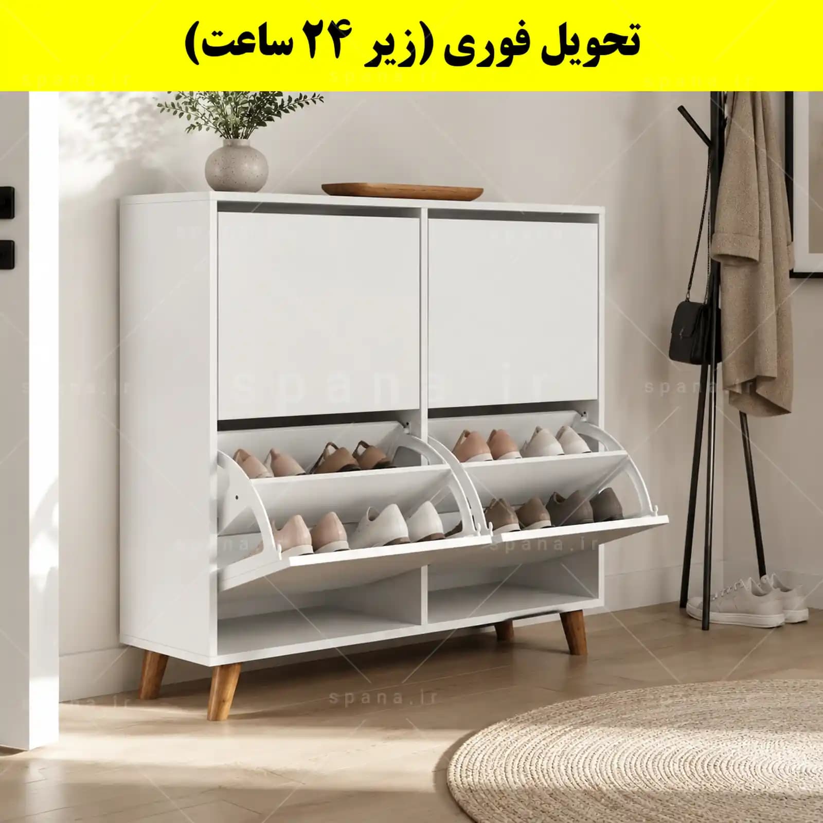 جاکفشی داشبوردی چهار درب طرح ایکیا – طول 100 (تحویل فوری)