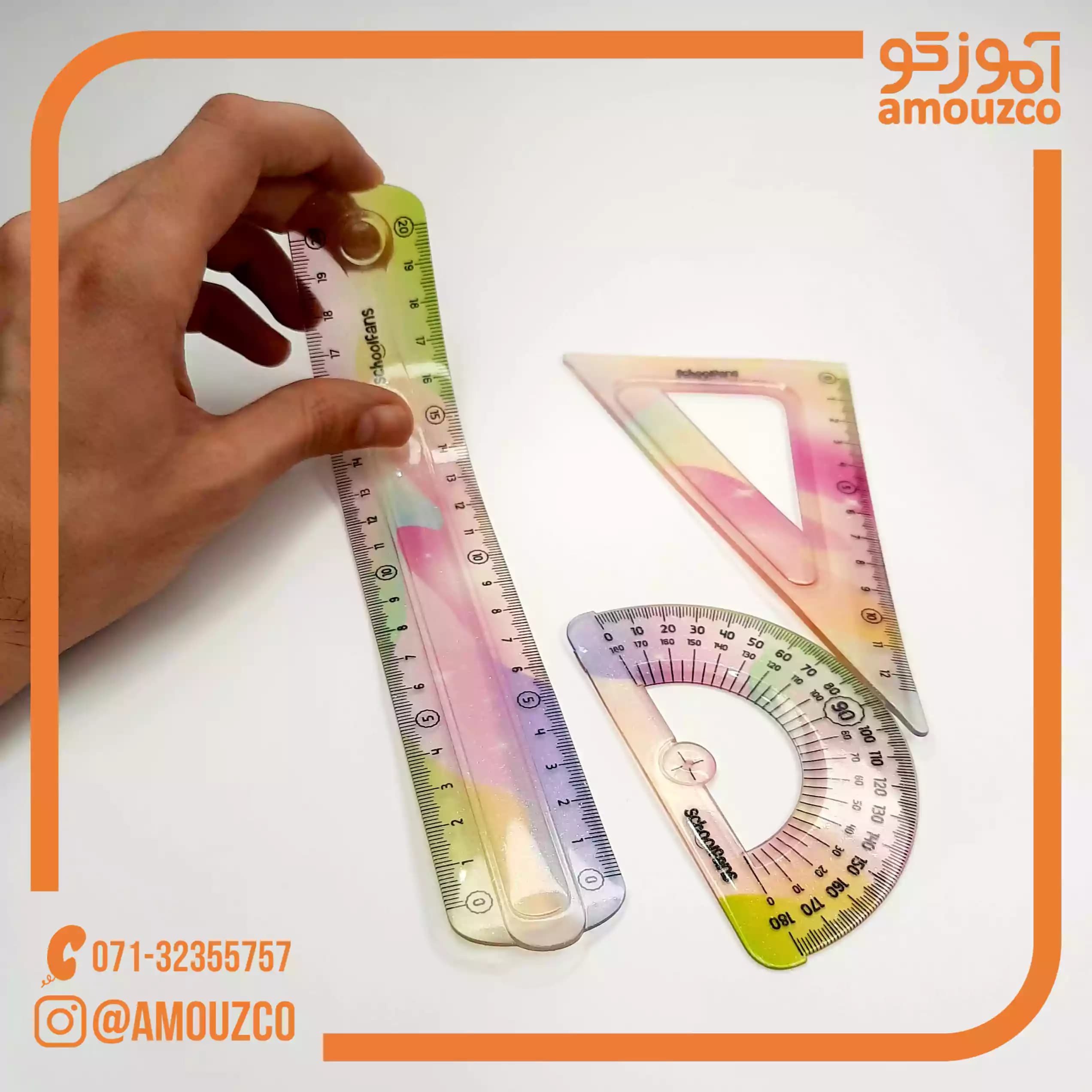 ست خط کش گونیا نقاله ژله ای اسکول فنس مدل FA923304 — تصویر ۲