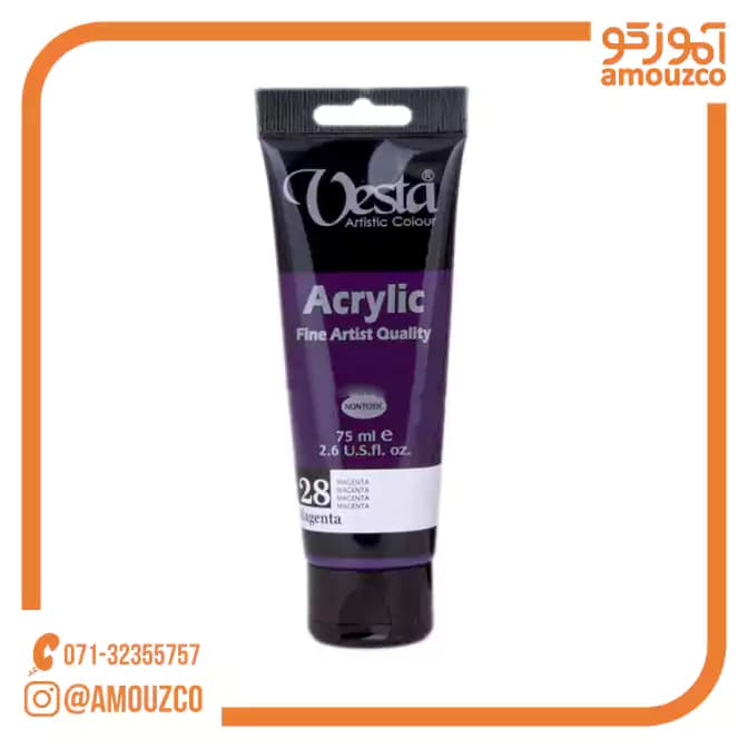 رنگ اکریلیک وستا مدل 28 Magenta حجم 75 میلی لیتر — تصویر ۲