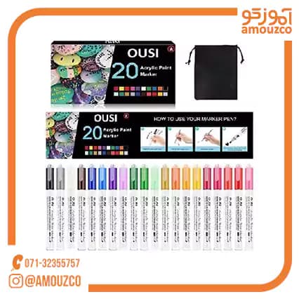 ماژیک اکریلیک 20 رنگ سرگرد OUSI — تصویر ۶