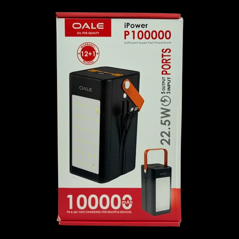پاوربانک 22.5 وات 100000 میلی آمپر OALE مدل P100000 “فروش عمده” — تصویر ۸