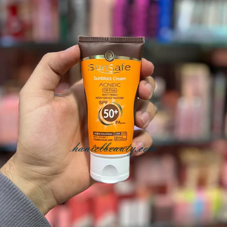 کرم ضد آفتاب رنگی سان سیف Acneic بژ روشن SPF50+ مناسب پوست چرب — تصویر ۷