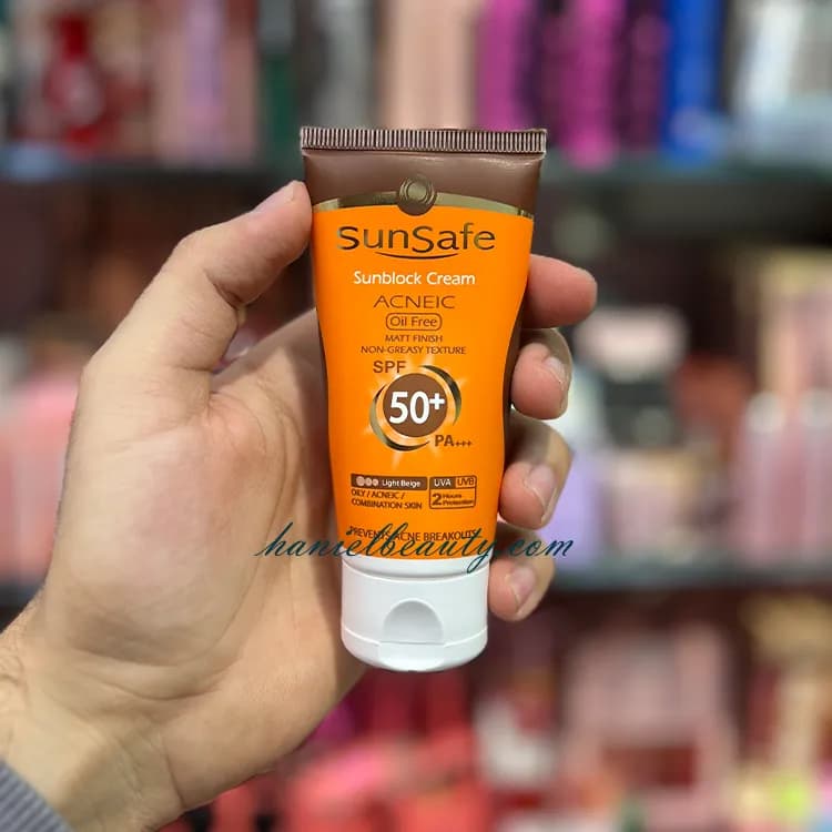 کرم ضد آفتاب رنگی سان سیف Acneic بژ روشن SPF50+ مناسب پوست چرب — تصویر ۲