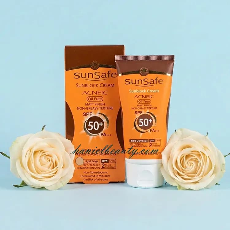 کرم ضد آفتاب رنگی سان سیف Acneic بژ روشن SPF50+ مناسب پوست چرب