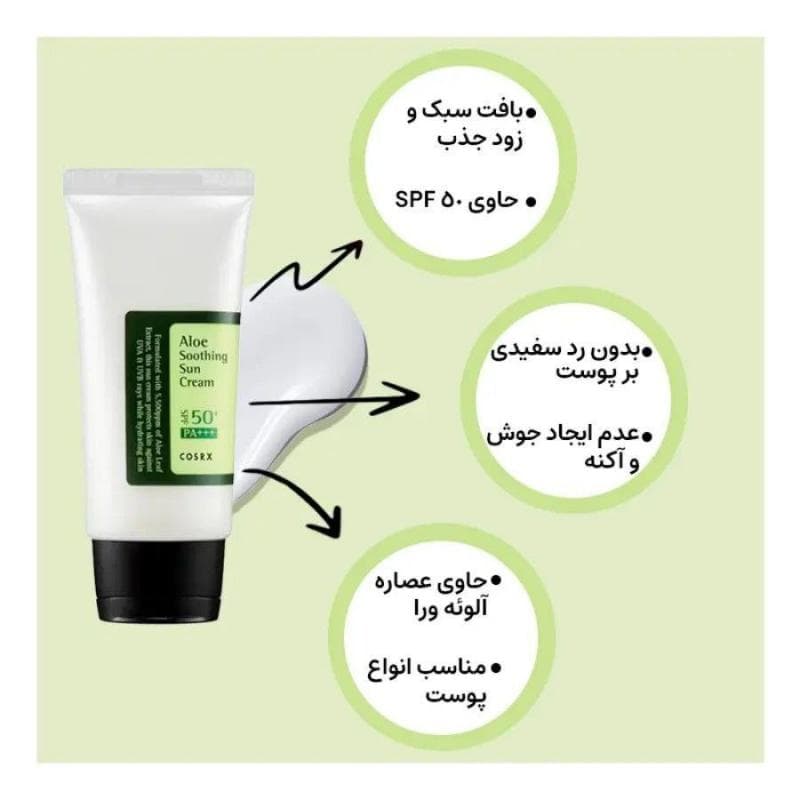 کرم ضد آفتاب آلوئه ورا spf 50 کوزارکس 50 میل — تصویر ۷