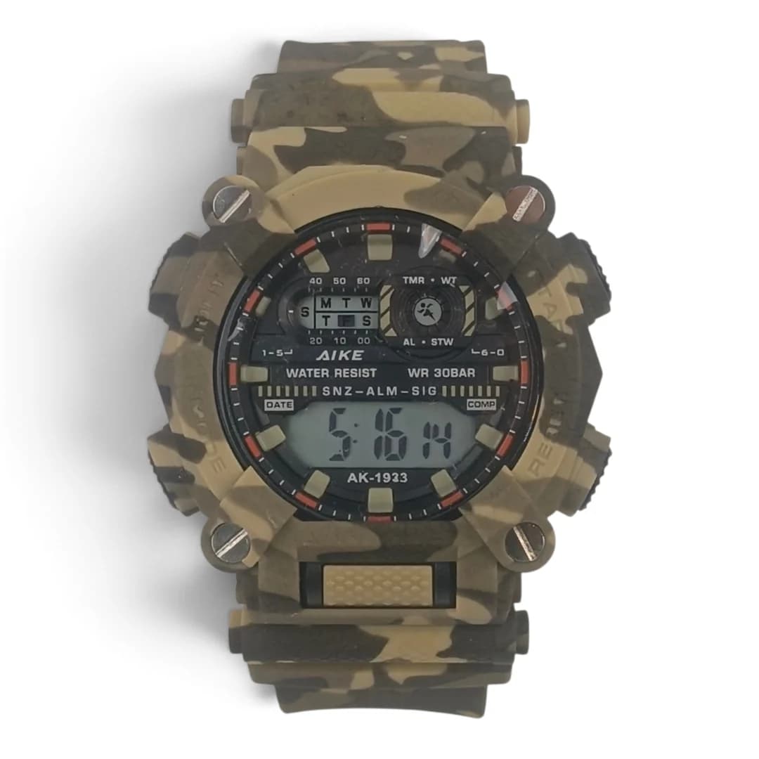 ساعت مچی اسپرت آیک | AIKE طرح G-SHOCK دیجیتالی مدل AK-1933 رنگ سبز ارتشی به همراه جعبه و پاکت اورجینال