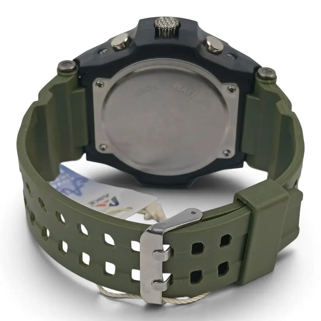 ساعت مچی اسپرت آیک | AIKE طرح G-SHOCK دیجیتالی مدل AK-1856 رنگ مشکی بند سبز به همراه جعبه و پاکت اورجینال — تصویر ۱۰