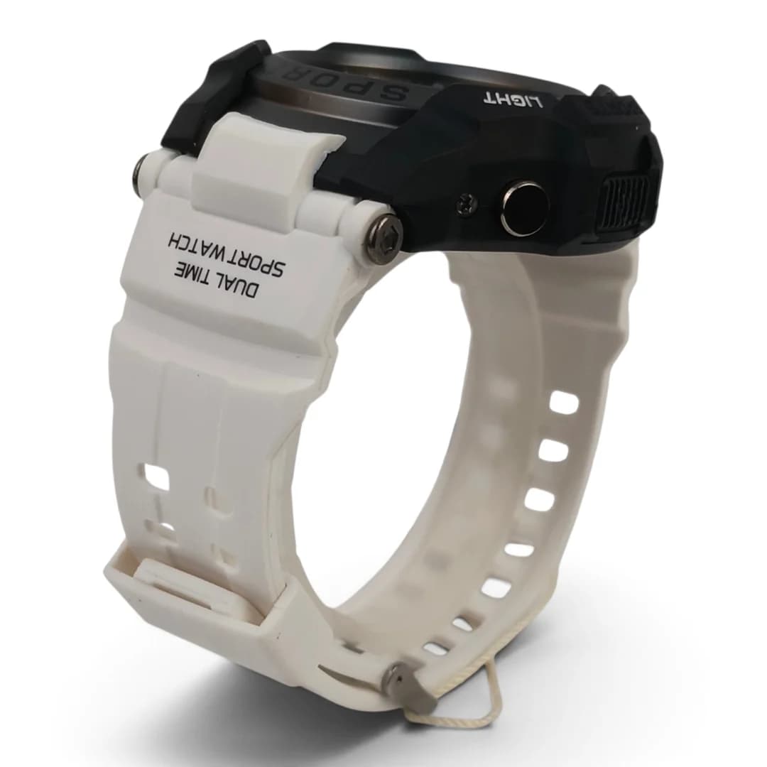 ساعت مچی اسپرت آیک | AIKE طرح G-SHOCK دیجیتالی مدل AK-1856 رنگ مشکی بند سفید به همراه جعبه و پاکت اورجینال — تصویر ۱۱