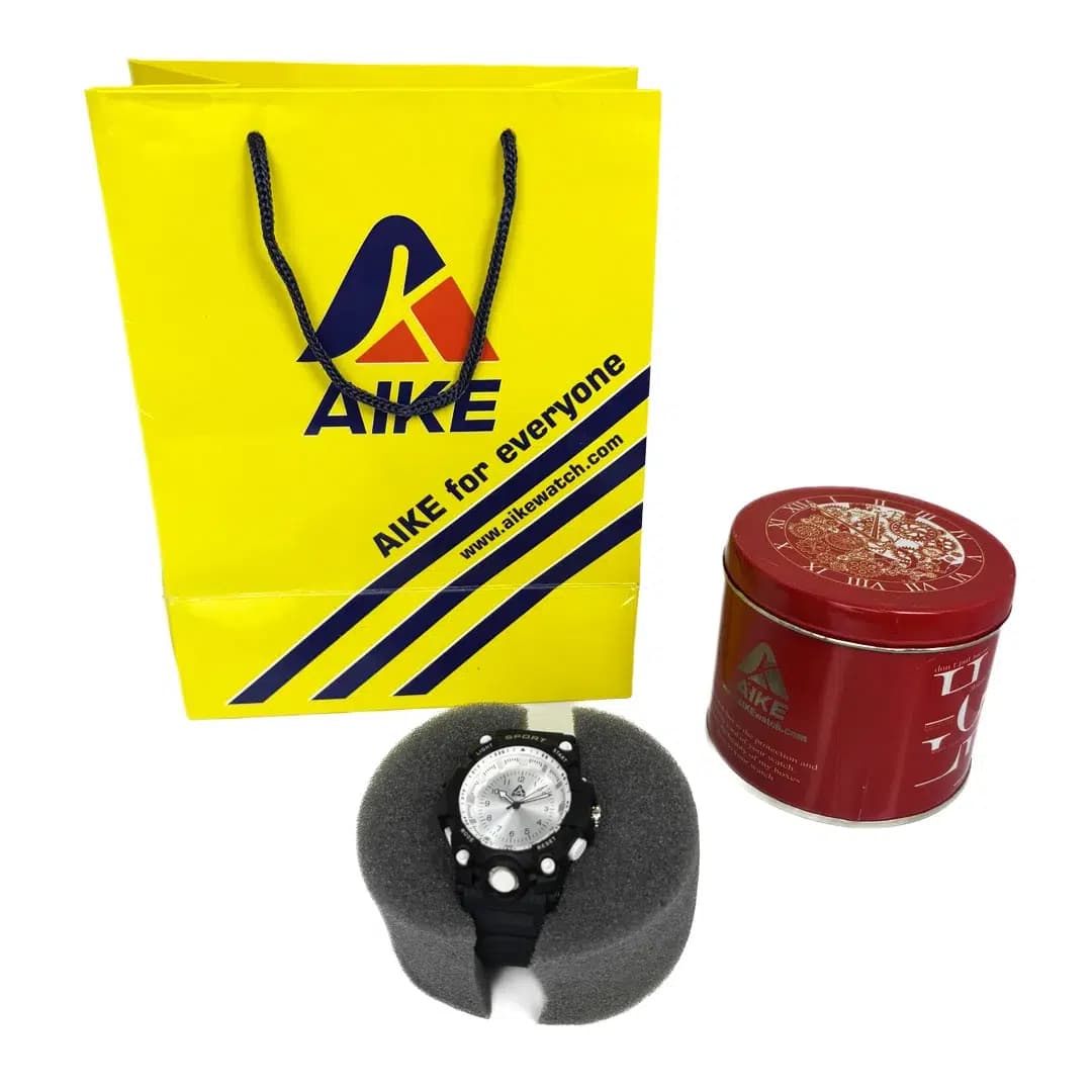 ساعت مچی اسپرت آیک | AIKE طرح G-SHOCK عقربه ای مدل AK-005 رنگ مشکی به همراه جعبه و پاکت اورجینال — تصویر ۱۲