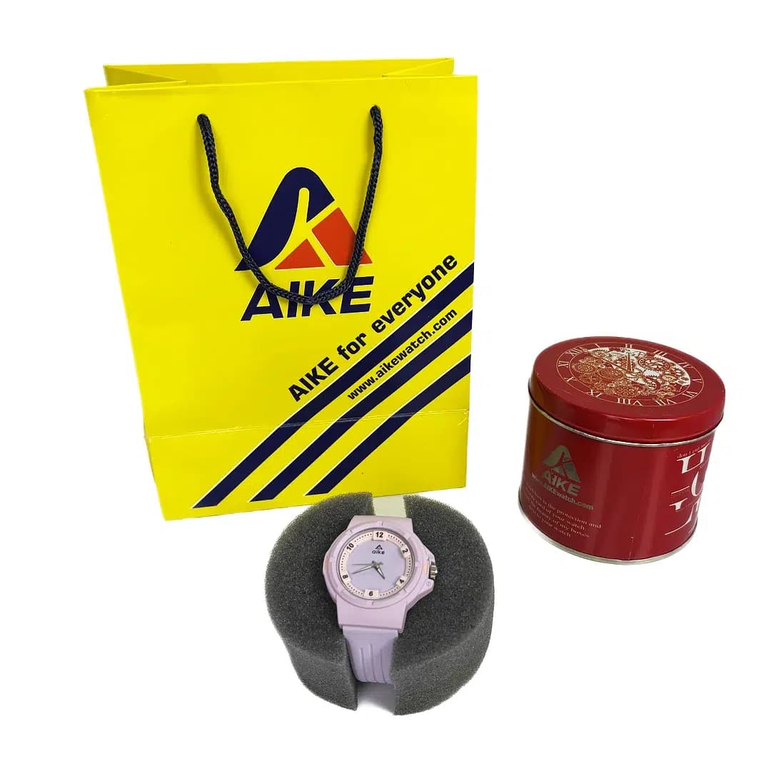 ساعت مچی اسپرت آیک | AIKE عقربه ای مدل AK-031 رنگ یاسی به همراه جعبه و پاکت اورجینال — تصویر ۶