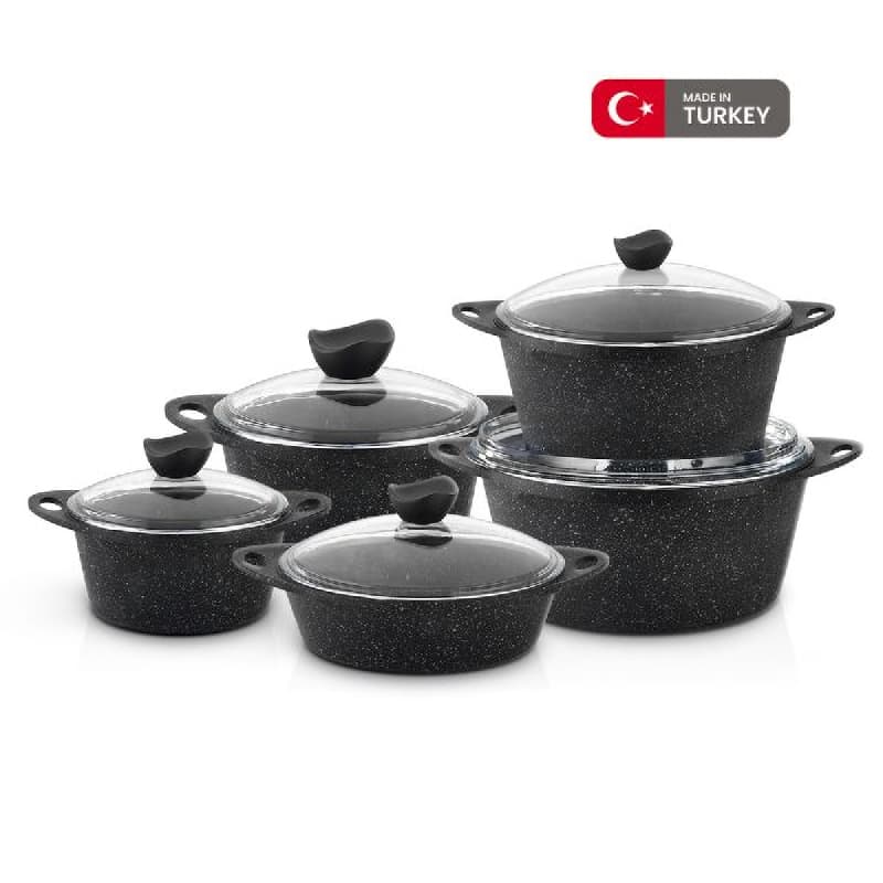 سرویس قابلمه 10 تیکه گرانیت مشکی CC 2023-10 BL