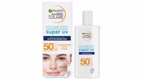 کرم ضد آفتاب بدون رنگ گارنیر SPF 50 مدل Ambre super uv ‌مناسب پوست‌های انواع پوست حجم 40 میلی‌لیتر