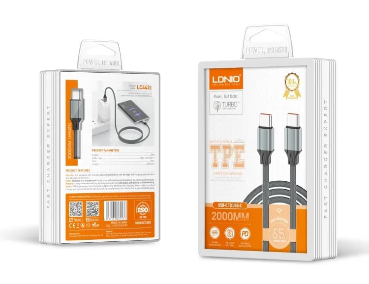 کابل شارژ 100W الدینیو دو سر TYPE C مدل LC442C ( اورجینال ) — تصویر ۶