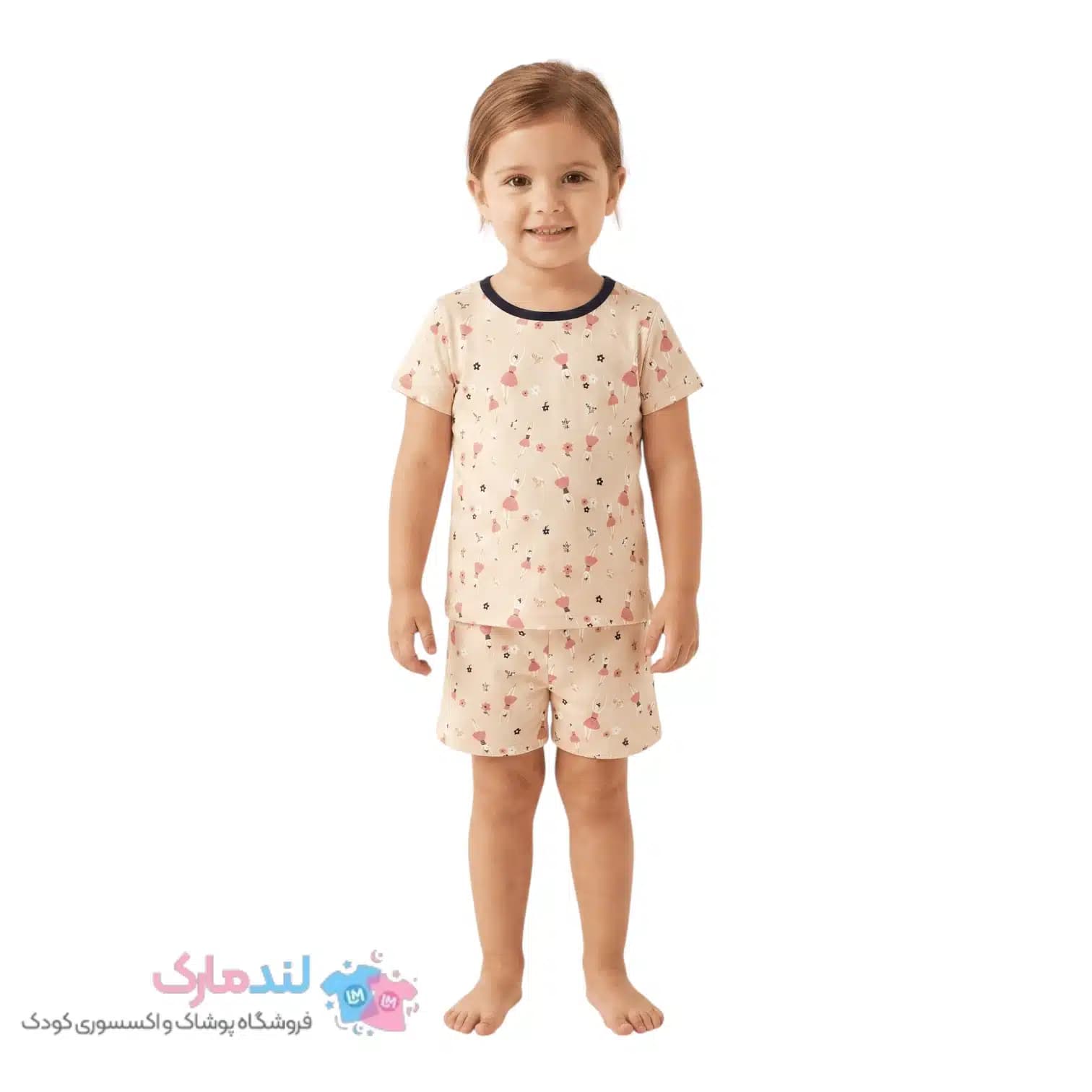 ست تیشرت و شلوارک دخترانه طرح بالرین وارداتی | لباس راحتی خنک