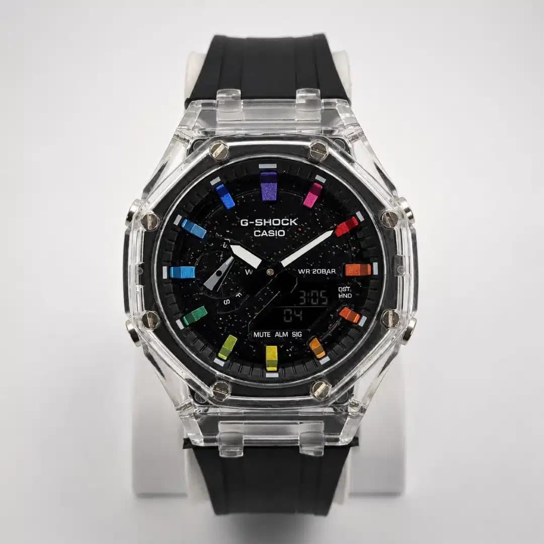 ساعت مچی اسپرت کاسیو جی شاک پمپی Casio G-Shock (های کپی درجه 1) کهکشانی مشکی — تصویر ۳