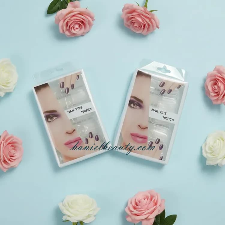 پک ناخن فرنچ آماده 100 عددی با طراحی طبیعی و نصب آسان