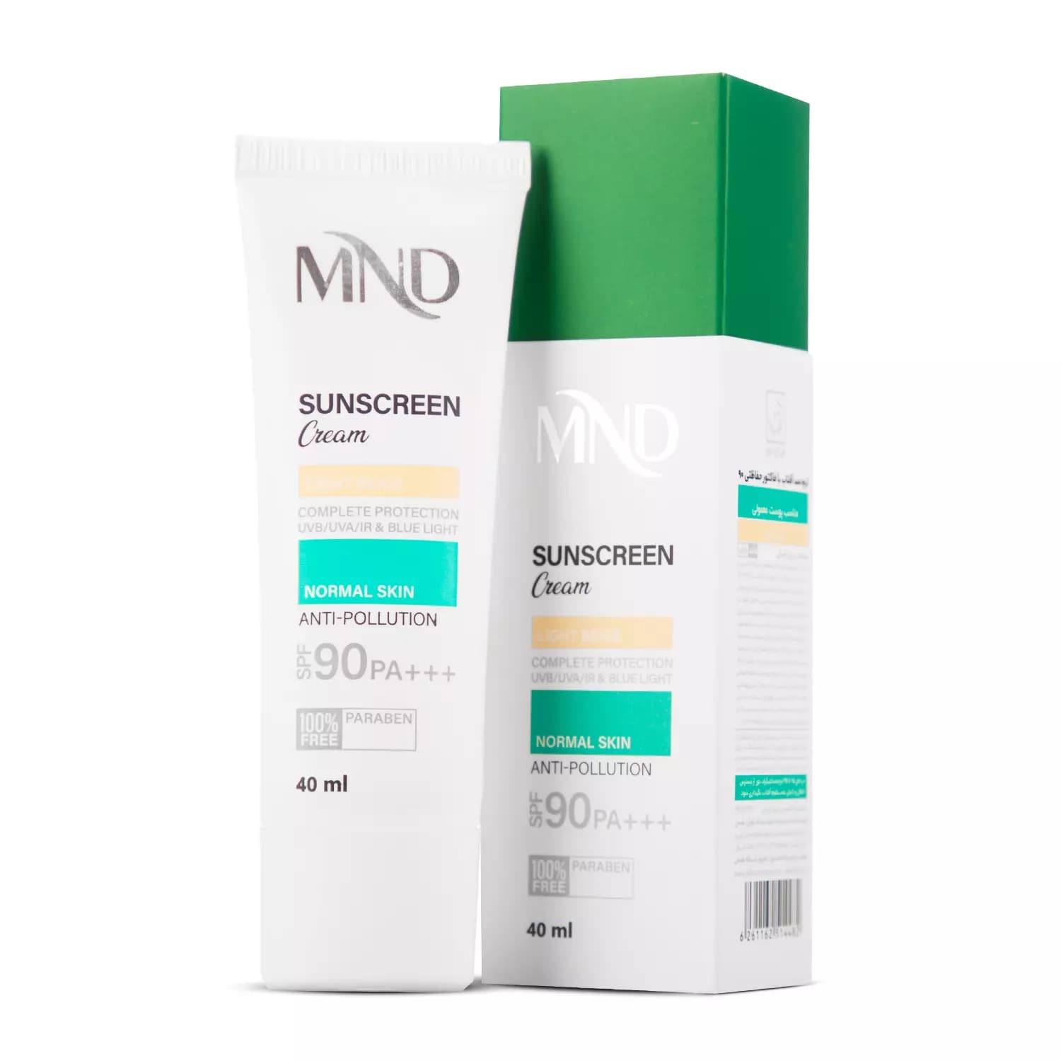 کرم ضد آفتاب (SPF 90) مناسب پوست نرمال بـژ روشن ام ان دی 40 میلی لیتر