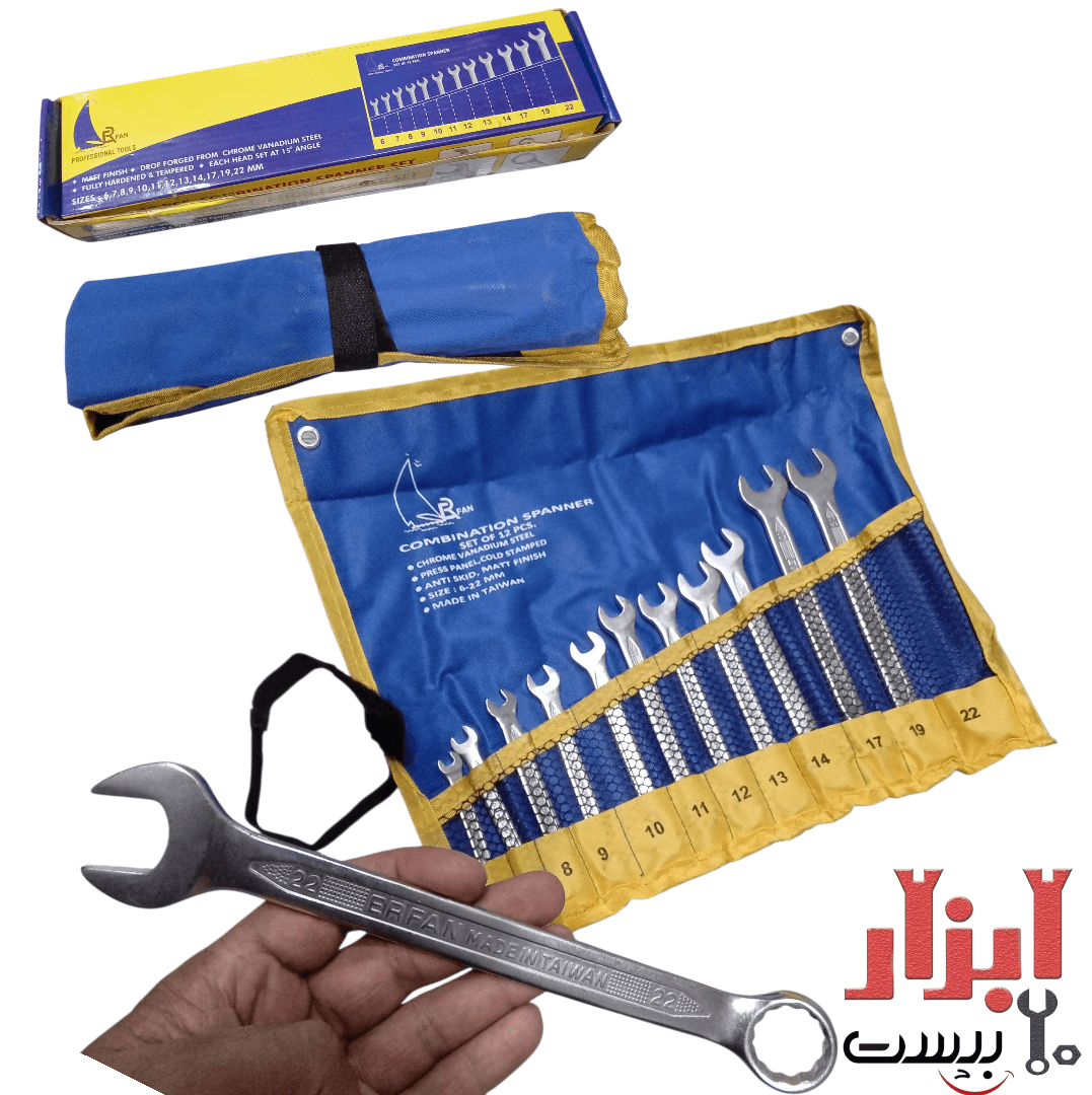 ست آچار یکسر رینگی یکسر تخت 12 عددی عرفان — تصویر ۲