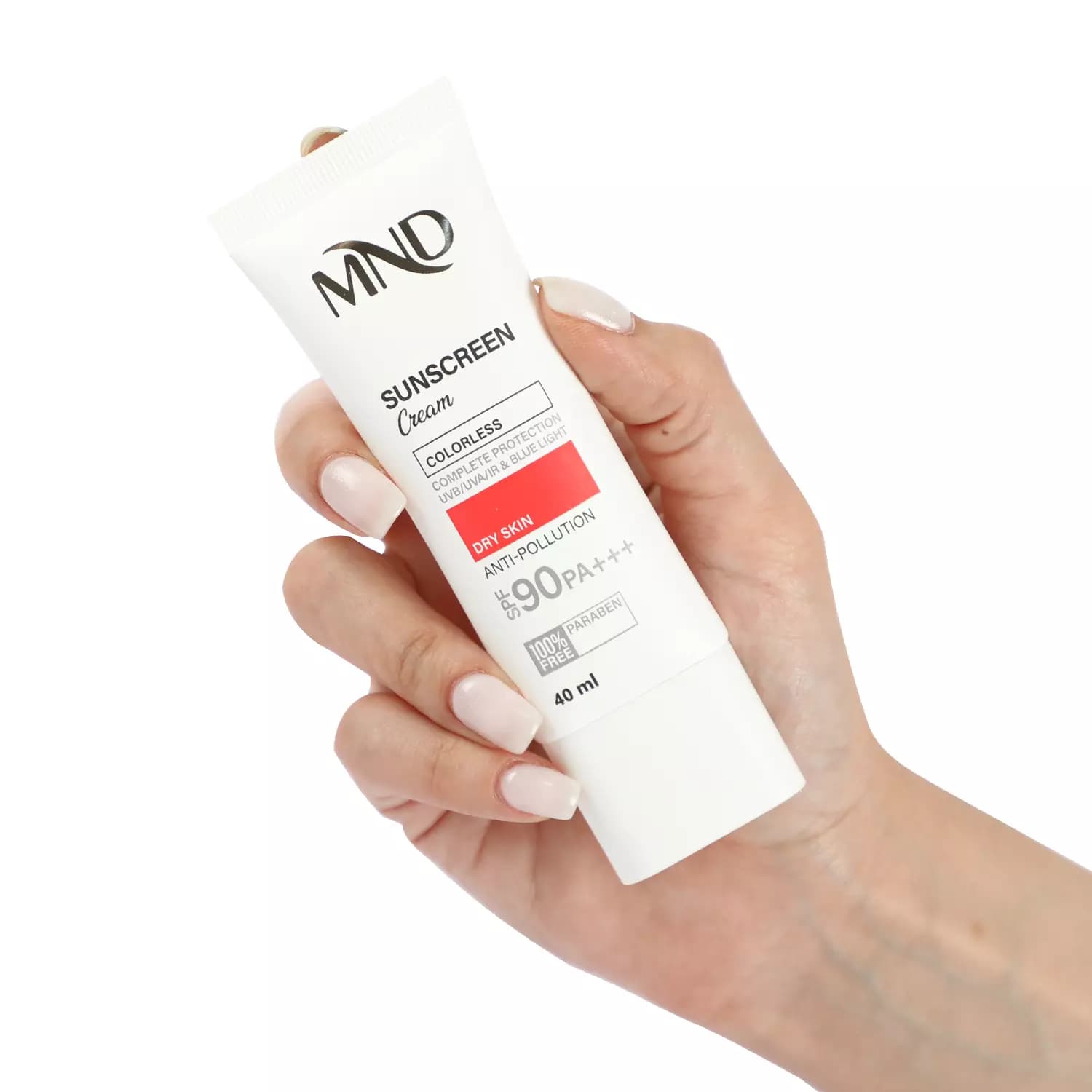 کرم ضد آفتاب (SPF 90) مناسب پوست خشک بی رنگ ام ان دی 40 میلی‌لیتر — تصویر ۶