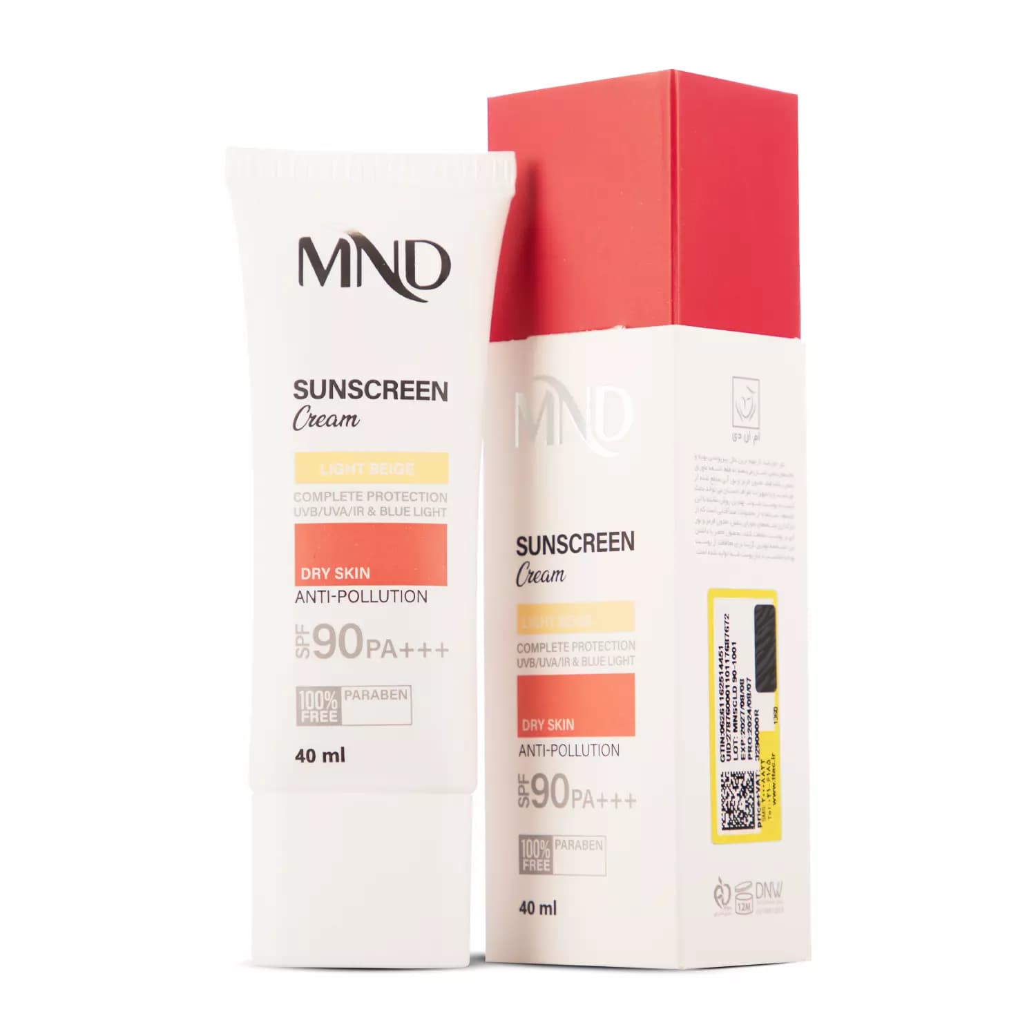 کرم ضد آفتاب (SPF 90) مناسب پوست خشک بـژ روشن ام ان دی 40 میلی لیتر — تصویر ۳
