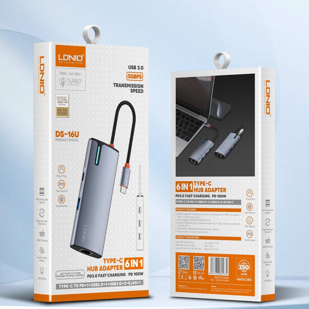 هاب 6 پورت تایپ سی الدینیو مدل DS-16U ( اورجینال ) — تصویر ۱۰