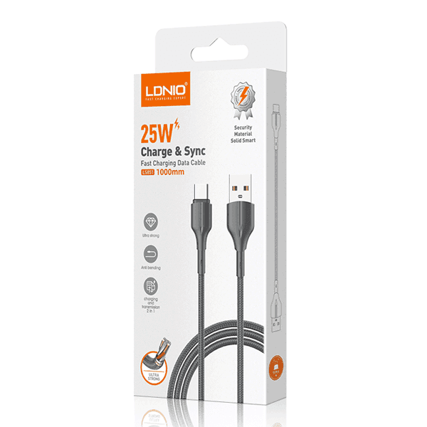 کابل شارژ تایپ سی 25W الدینیو مدل LS852 با طول 2 متر ( اورجینال ) — تصویر ۹