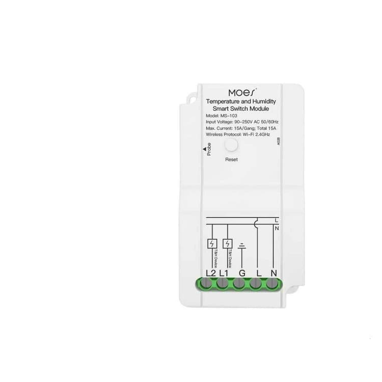 رله هوشمند دو کانال دما و رطوبت MOES WiFi مدل MS-103