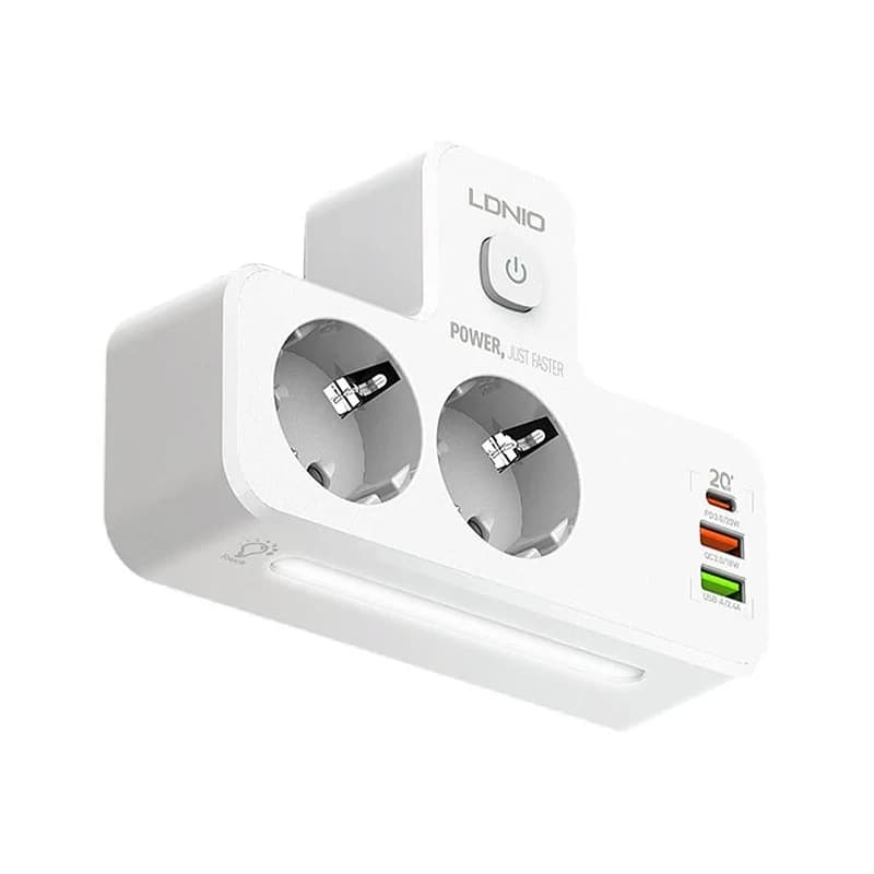 چندراهی برق 2 خانه الدینیو مدل SE2337 + شارژر USB و TYPE-C ( اورجینال ) — تصویر ۷