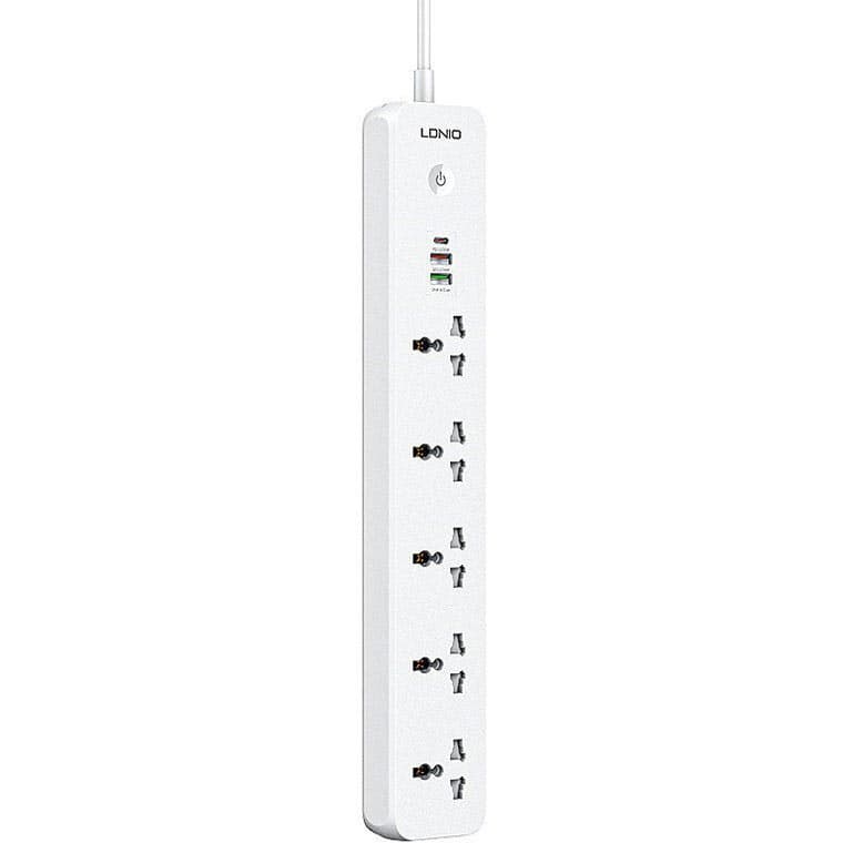 چند راهی برق 5 خانه ارت دار الدینیو مدل SC5319 + شارژر USB و TYPE-C با کابل 2 متری ( اورجینال )