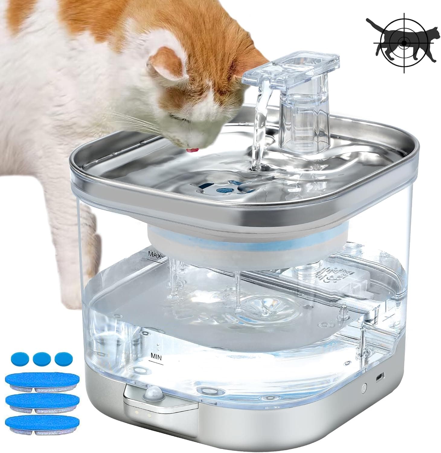 آبخوری اتوماتیک گربه و سگ شیشه ای 2 لیتر WF190 — تصویر ۹