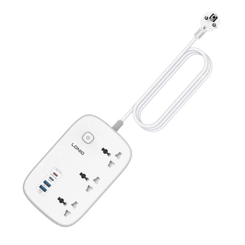 چند راهی برق و شارژر الدینیو مدل LDNIO SC6 دارای 4 پورت USB با گارانتی 6 ماهه شرکتی