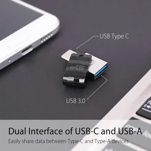 فلش مموری 128 گیگابایت سیلیکون پاور مدل Silicon Power Dual USB C31 Type-A + Type-C USB 3.2 با گارانتی 60 ماهه شرکتی — تصویر ۴