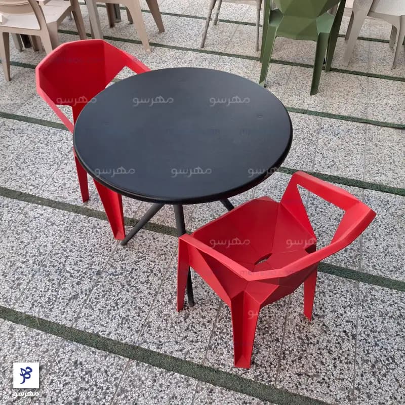 میز و صندلی پلیمری الماس راند (2 نفره) — تصویر ۴