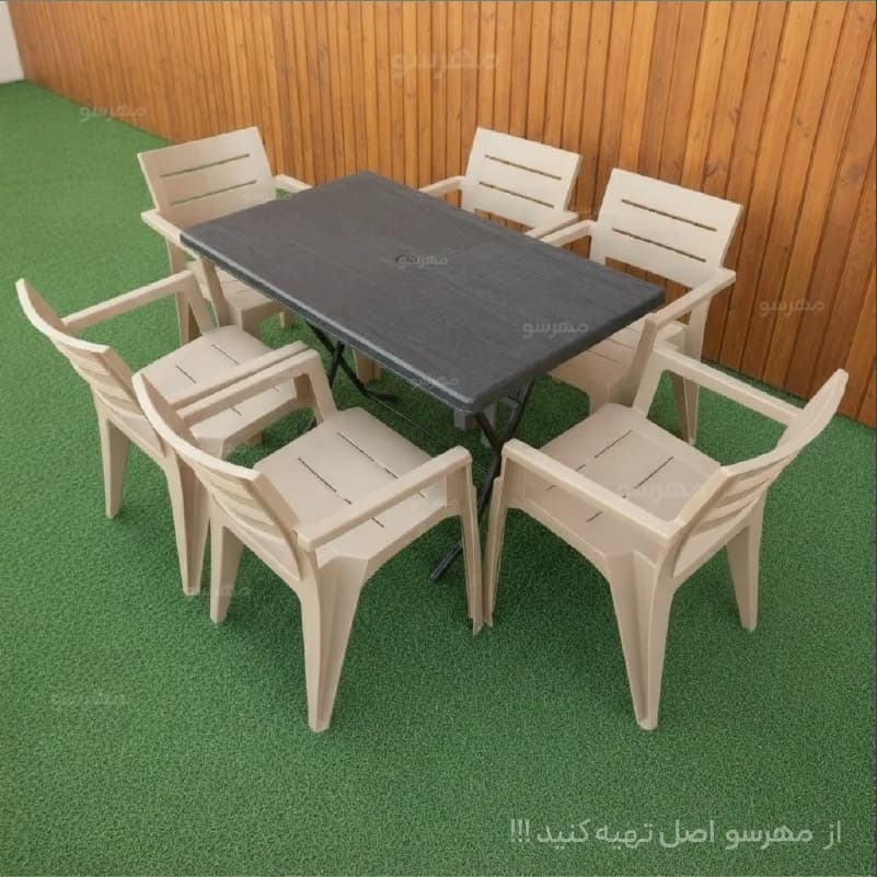میز و صندلی پلیمری هرکول با میز تاشو (6نفره)