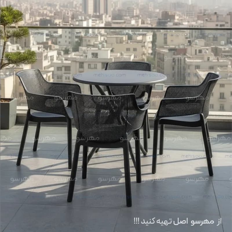 میز و صندلی پلیمری 4 نفره تالینا راند — تصویر ۳